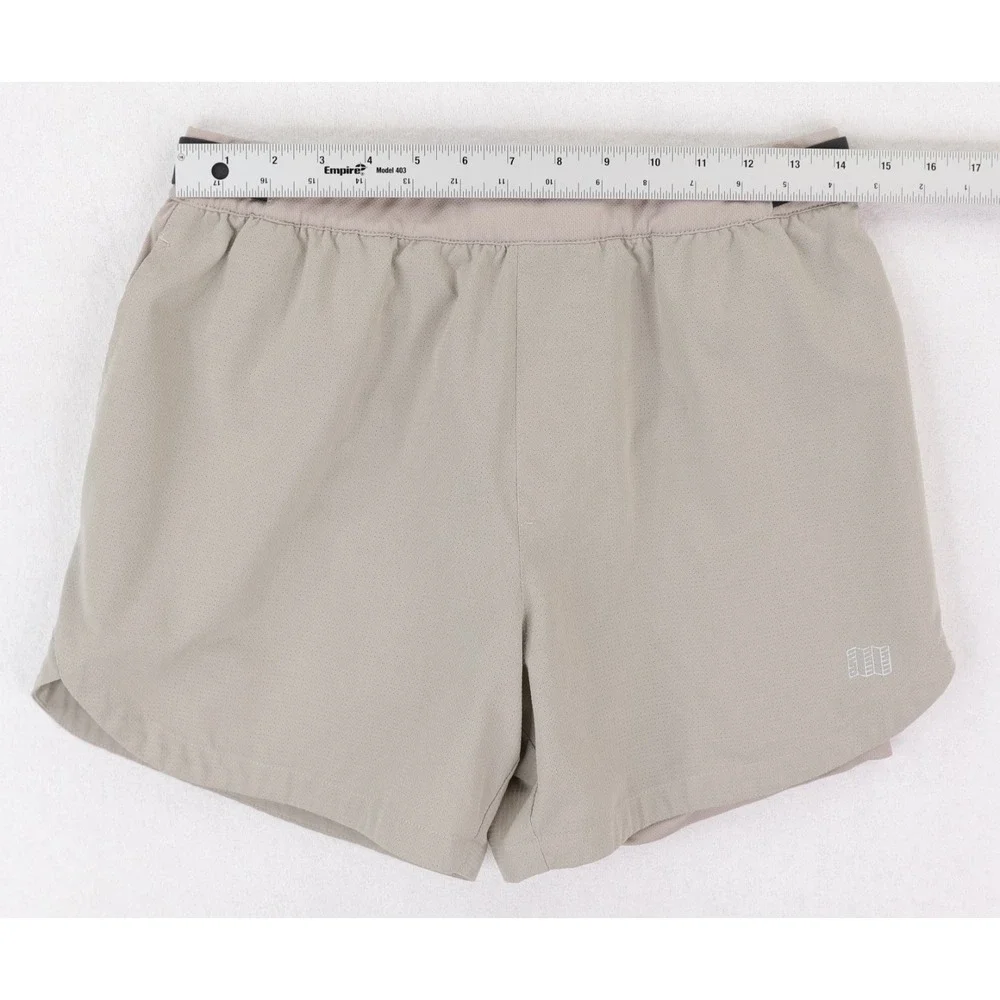 Topo Designs Shorts Mens Medium 4.5" Inseam Light Tan Athletic Running Lined - Picture 7 of 10